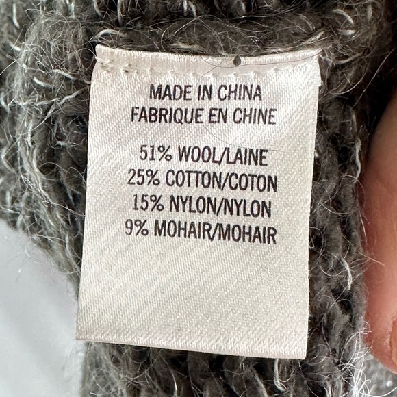 Theory Bramsy Airmix Wool Mohair Cable Knit Braided Sweater Melange Grey - small - Picture 6 of 7